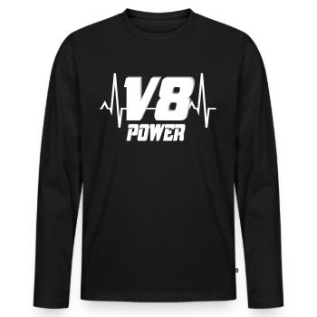 V8 - Männer Premium Bio Langarmshirt - Schwarz - Vorne - Nico (187cm)