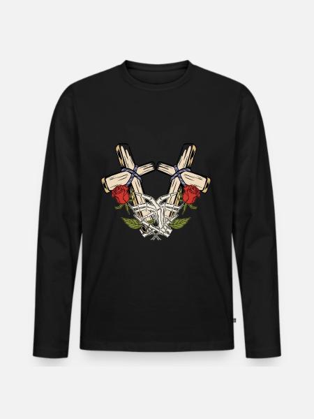 Halloween Horror Vampire Cross - Men's Premium Organic Long Sleeve Shirt - black