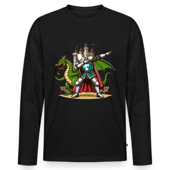 Dabbender Ritter, Mittelalter Kostüm - Männer Premium Bio Langarmshirt - Schwarz - Vorne - Nico (187cm)