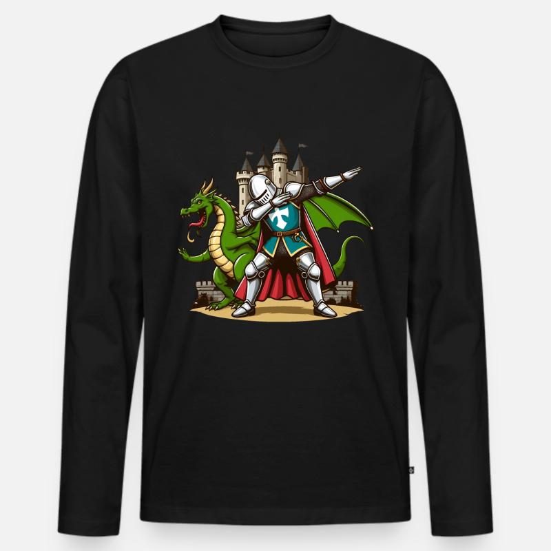 Dabbender Ritter, Mittelalter Kostüm - Männer Premium Bio Langarmshirt - Schwarz