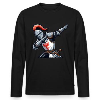 Dabbender Ritter, Mittelalter Kostüm - Männer Premium Bio Langarmshirt - Schwarz - Vorne - Nico (187cm)