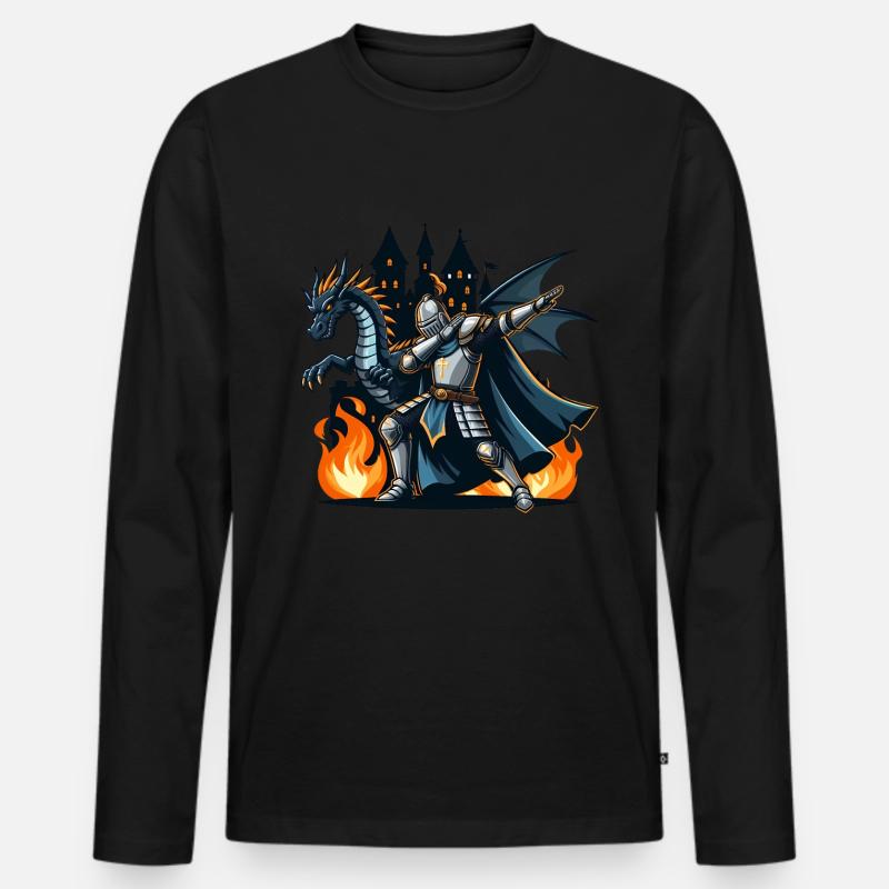 Dabbender Ritter, Mittelalter Kostüm - Männer Premium Bio Langarmshirt - Schwarz
