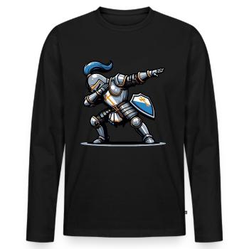 Dabbender Ritter, Mittelalter Kostüm - Männer Premium Bio Langarmshirt - Schwarz - Vorne - Nico (187cm)