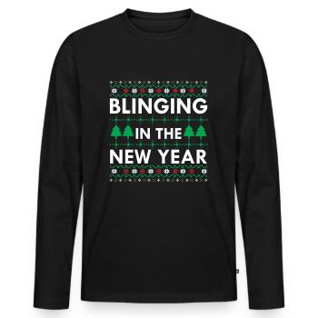 Blinging In The New Year - T-shirt manches longues Premium bio Homme - noir - Devant - Nico (187cm)