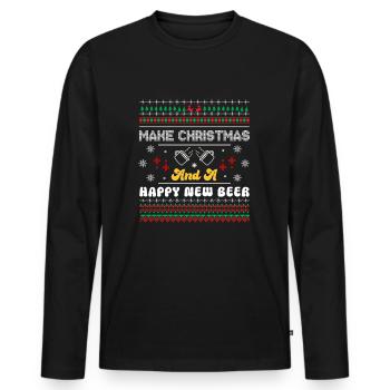 Merry Christmas and a Happy New Beer - Bière - T-shirt manches longues Premium bio Homme - noir - Devant - Nico (187cm)