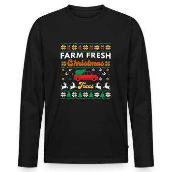 Frische Weihnachtsbäume vom Bauernhof - Männer Premium Bio Langarmshirt - Schwarz - Vorne - Nico (187cm)