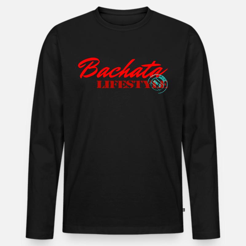 Bachata - Männer Premium Bio Langarmshirt - Schwarz