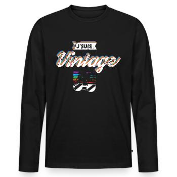 Ich bin Vintage - Männer Premium Bio Langarmshirt - Schwarz - Vorne - Nico (187cm)