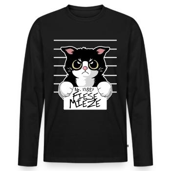 Fiese Mieze - Die böse Katze - Männer Premium Bio Langarmshirt - Schwarz - Vorne - Nico (187cm)