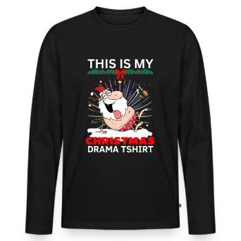Weihnachten tshirt- Weihnachtsmann mit Bier - Männer Premium Bio Langarmshirt - Schwarz - Vorne - Nico (187cm)