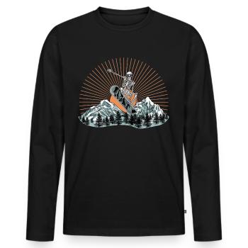 Human skeleton on snowboard snowboarding - Men's Premium Organic Long Sleeve Shirt - black - Front - Nico (187cm)