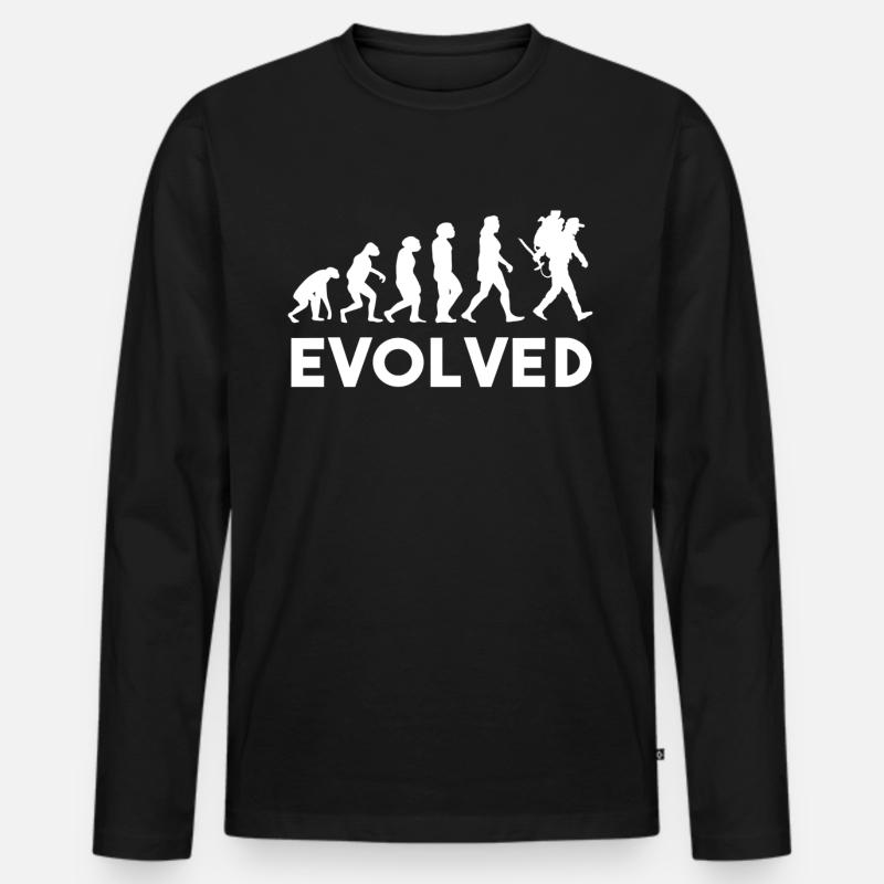 Wandern Wanderer Berg Natur Evolution - Männer Premium Bio Langarmshirt - Schwarz