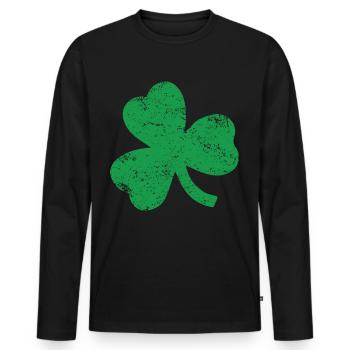 St. Patrick's Day Irland Geschenkidee Kleeblatt - Männer Premium Bio Langarmshirt - Schwarz - Vorne - Nico (187cm)
