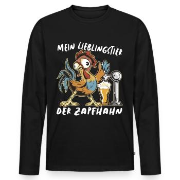 Mein Lieblingstier ist der Zapfhahn Biertrinker - Männer Premium Bio Langarmshirt - Schwarz - Vorne - Nico (187cm)