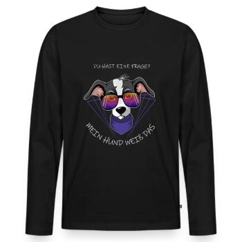 Hund mit Brille - Männer Premium Bio Langarmshirt - Schwarz - Vorne - Nico (187cm)