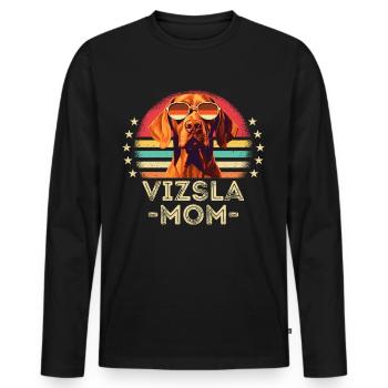Vizsla with sunglasses retro - Men's Premium Organic Long Sleeve Shirt - black - Front - Nico (187cm)