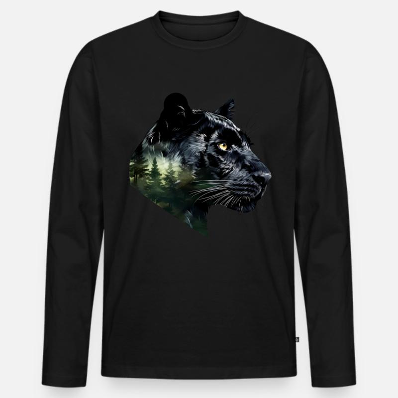 Panther - Männer Premium Bio Langarmshirt - Schwarz