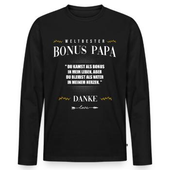 Bonus Papa - Männer Premium Bio Langarmshirt - Schwarz - Vorne - Nico (187cm)