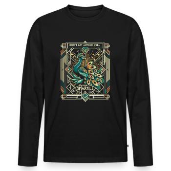 Magnificent Peacock: Deco Shine - Men's Premium Organic Long Sleeve Shirt - black - Front - Nico (187cm)