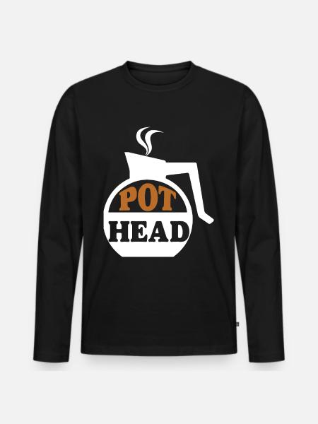 Pot head Coffee - Coffee Gifts - Men's Premium Organic Long Sleeve Shirt - black