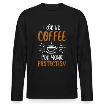 Je bois du café - Idée cadeau café - T-shirt manches longues Premium bio Homme - noir - Devant - Nico (187cm)