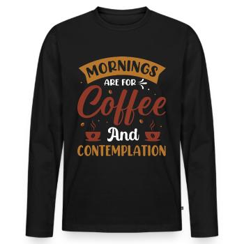 Le matin, c’est pour le café- Kaffee Sprüche - Kaffee - T-shirt manches longues Premium bio Homme - noir - Devant - Nico (187cm)