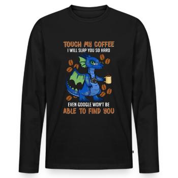 lustige Kaffee Sprüche - Kaffee - Männer Premium Bio Langarmshirt - Schwarz - Vorne - Nico (187cm)