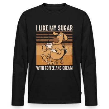 i like my sugar with coffee and cream- kaffee - Men's Premium Organic Long Sleeve Shirt - black - Front - Nico (187cm)