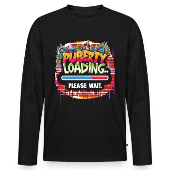 La puberté est en cours de chargement... veuillez patienter - T-shirt manches longues Premium bio Homme - noir - Devant - Nico (187cm)