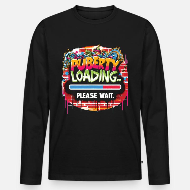 Puberty loading... please wait - Men's Premium Organic Long Sleeve Shirt - black