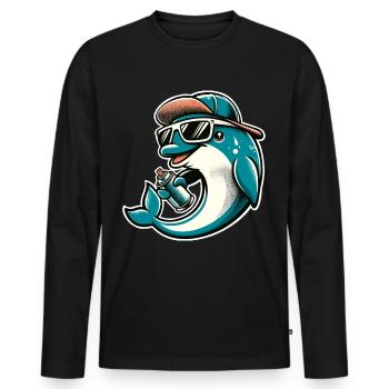 Dolphin Graffiti Sprayer Spray Can - Men's Premium Organic Long Sleeve Shirt - black - Front - Nico (187cm)