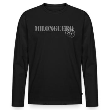 Milonguero - Men's Premium Organic Long Sleeve Shirt - black - Front - Nico (187cm)