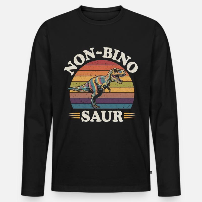 Non-Bino Saur 8 - Männer Premium Bio Langarmshirt - Schwarz