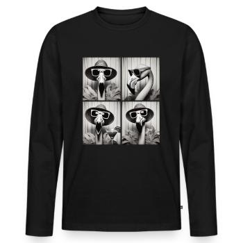 Photo Booth Flamingo – Vintage Fun en quatre poses - T-shirt manches longues Premium bio Homme - noir - Devant - Nico (187cm)