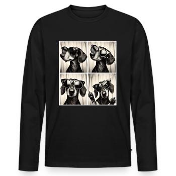 Retro photo strip with dachshund and sunglasses - Men's Premium Organic Long Sleeve Shirt - black - Front - Nico (187cm)