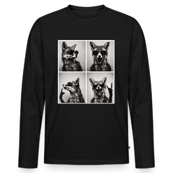 Renard à bascule avec lunettes de soleil – Cool & Wild - T-shirt manches longues Premium bio Homme - noir - Devant - Nico (187cm)