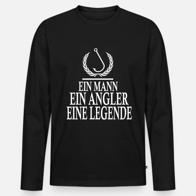 Angler - Männer Premium Bio Langarmshirt - Schwarz