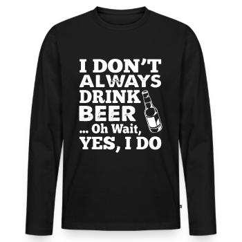 Chemise drôle de bière - T-shirt manches longues Premium bio Homme - noir - Devant - Nico (187cm)