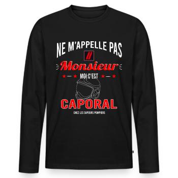 SAPEURS POMPIERS - Caporal - T-shirt manches longues Premium bio Homme - noir - Devant - Nico (187cm)