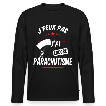 Parachutisme - T-shirt manches longues Premium bio Homme - noir - Devant - Nico (187cm)