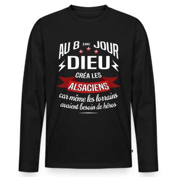 ALSACIENS Alsace - T-shirt manches longues Premium bio Homme - noir - Devant - Nico (187cm)
