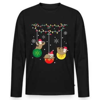 Faultier Weihnachten - Männer Premium Bio Langarmshirt - Schwarz - Vorne - Nico (187cm)