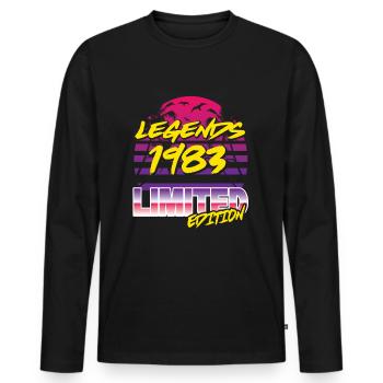 Legends 1983 Limited edition - Männer Premium Bio Langarmshirt - Schwarz - Vorne - Nico (187cm)