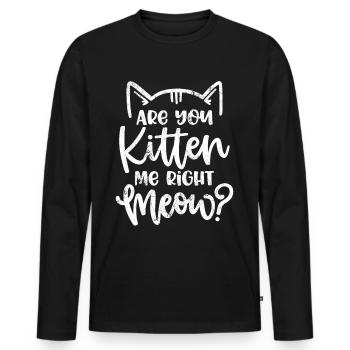 BIST MEIN KITTEN MIAU KATZE LUSTIG SPRUCH MOTIVE - Men's Premium Organic Long Sleeve Shirt - black - Front - Nico (187cm)
