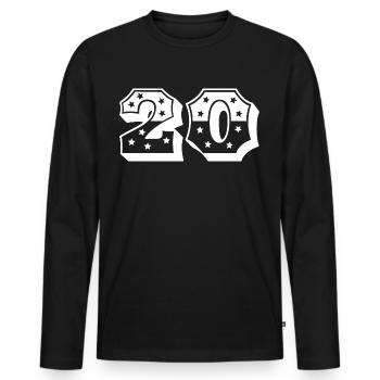 Numéro 20 - T-shirt manches longues Premium bio Homme - noir - Devant - Nico (187cm)