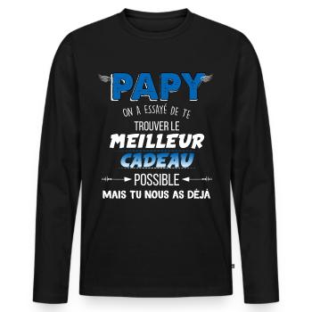 Papy Nous Sommes Ton Meilleur Cadeau - T-shirt manches longues Premium bio Homme - noir - Devant - Nico (187cm)