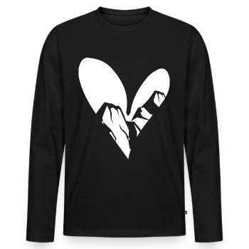 Herz - Berg - (20) - Männer Premium Bio Langarmshirt - Schwarz - Vorne - Nico (187cm)