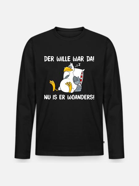 Der Wille war da - Männer Premium Bio Langarmshirt - Schwarz