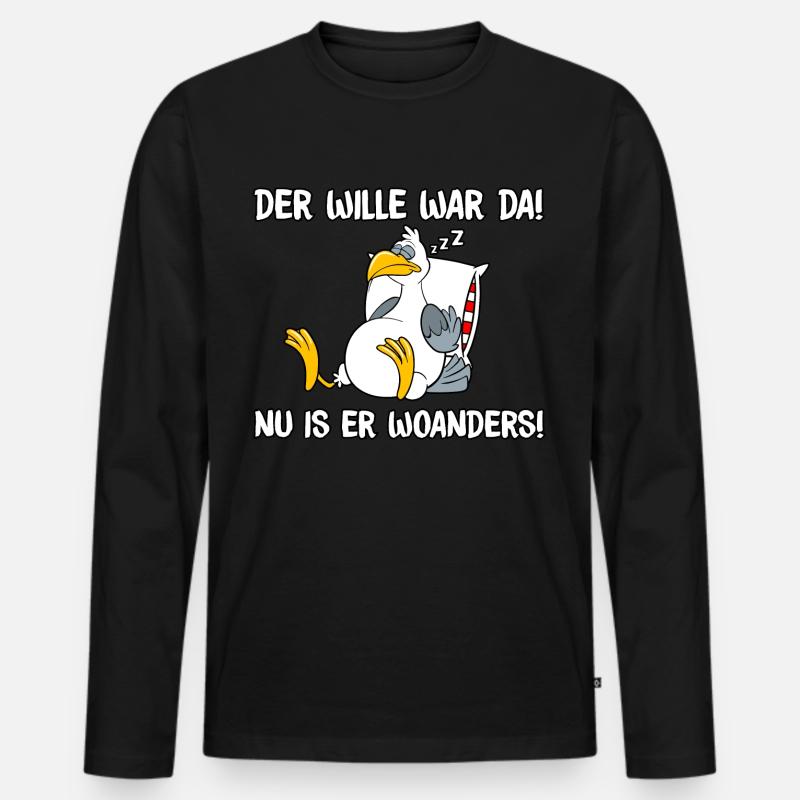 Der Wille war da - Männer Premium Bio Langarmshirt - Schwarz