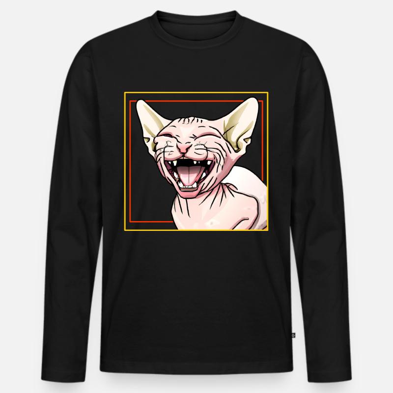 Sphynx-Katze lacht - Männer Premium Bio Langarmshirt - Schwarz